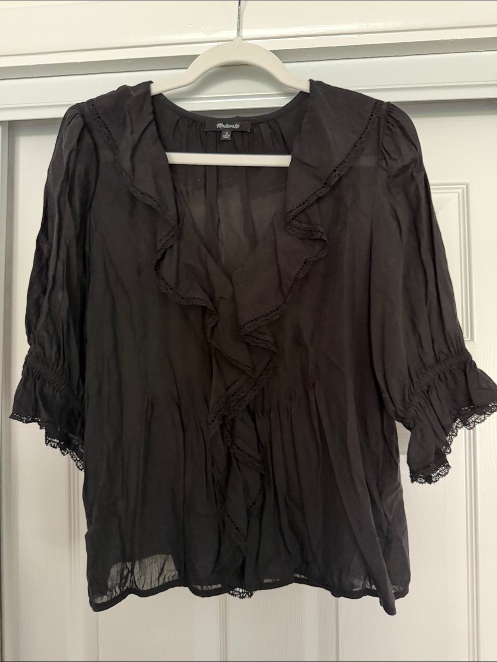 Madewell Black Ruffle Blouse